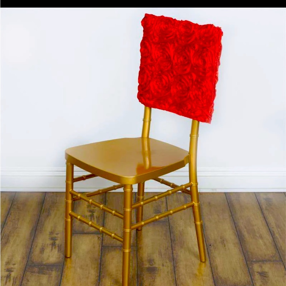 50 Red satin Rosette chair toppers